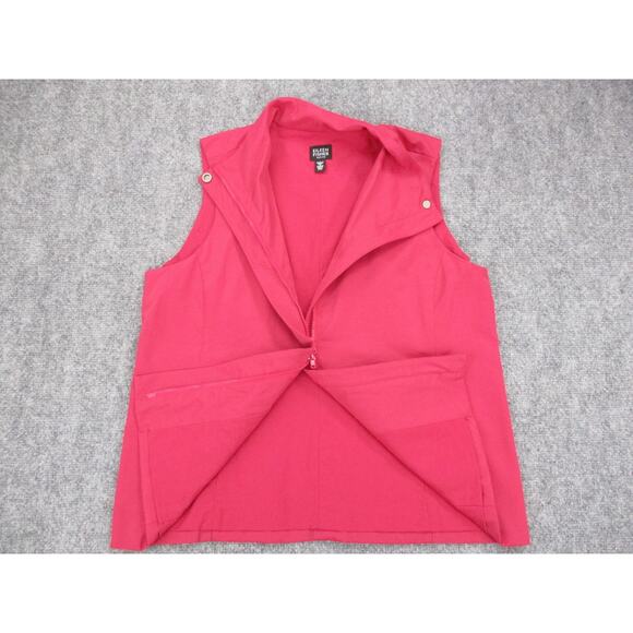 Eileen Fisher Vest Womens Petite Medium Pink Funnel Collar Two-Way Zip Pockets - Picture 8 of 16